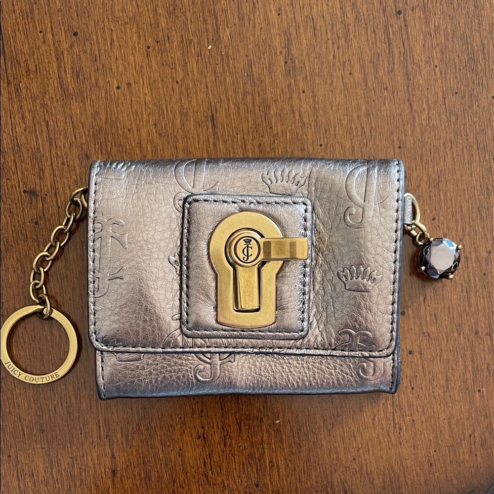 Juicy Couture Metallic Card Holder with Gold Charm